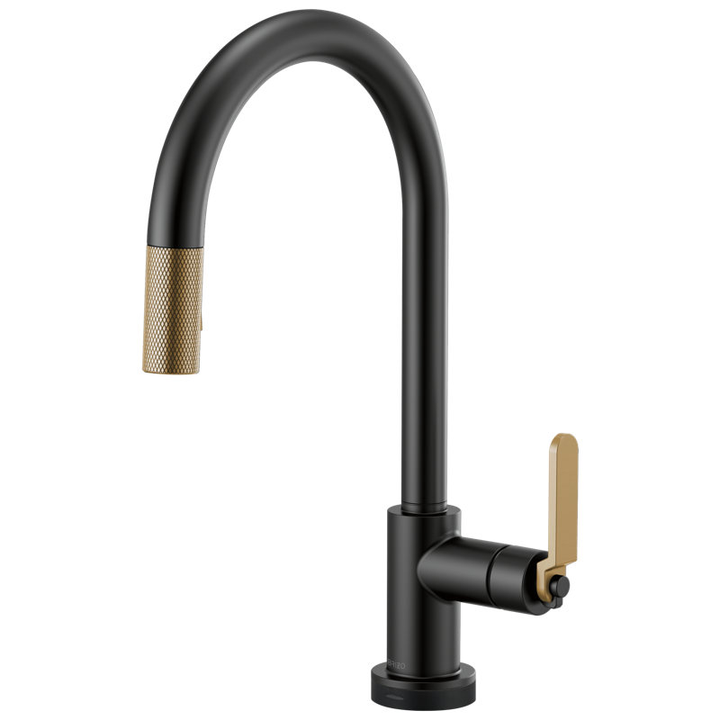 Litze® SmartTouch® Pull-Down Touch Single Handle Kitchen Faucet with Accessories, Matte Black/Luxe Gold