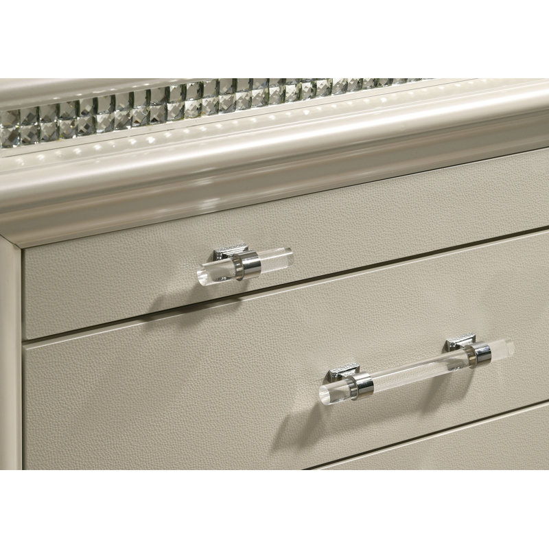 Commode double 8 tiroirs Belliveau, Blanc perle