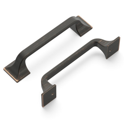 Forge Collection Handle Pull - 3-3/4" Center to Center Cabinet Pull Vintage Bronze - Farmhouse Hardware for Drawers & Cabinets (Set of 1)