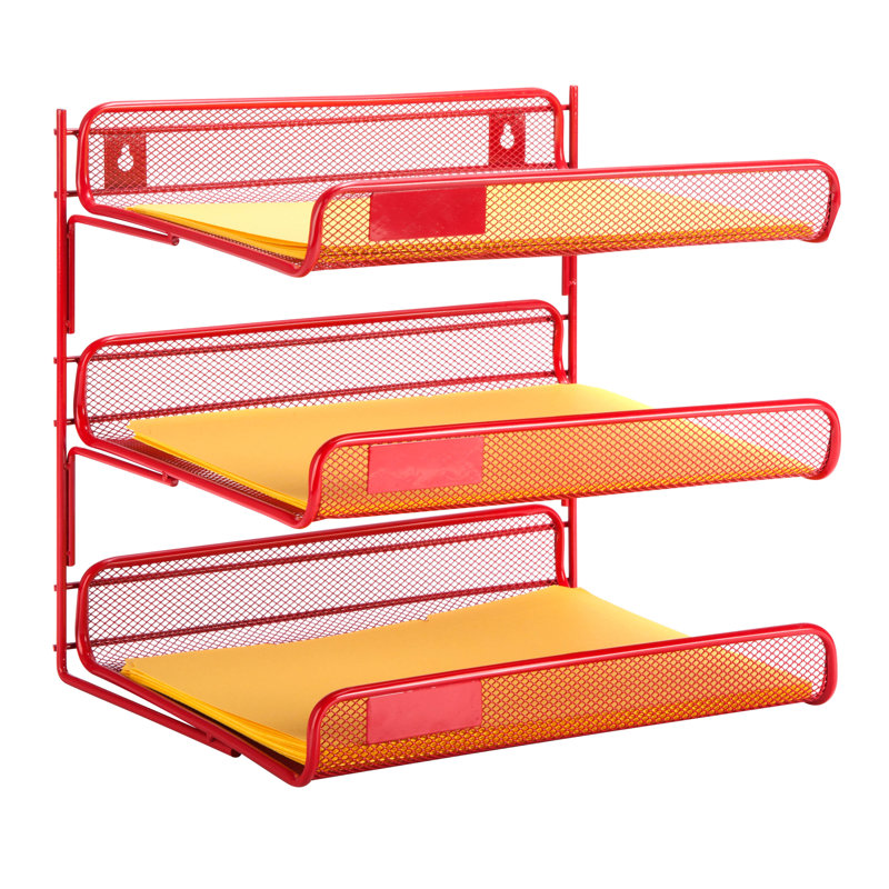 3 Tier File Folder Sorter, Red