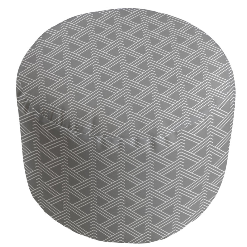 Upholstered Pouf, Gray/White