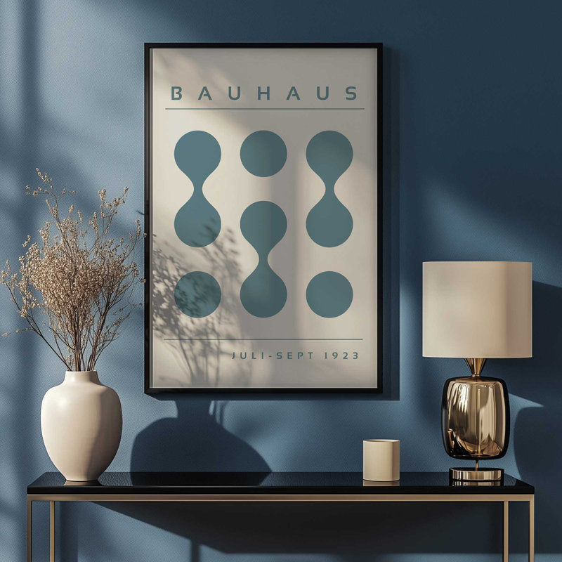 Tempête de Bauhaus bleu, impression I, Reproduction encadrée sans passe-partout, Noir satiné, 15" H x 12" W