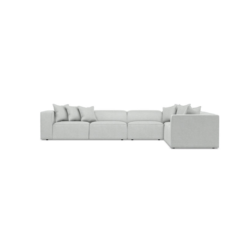Bernhardt Bliss 4-Piece Fabric Sectional, Gray Polyester Blend, 28" H x 160.5" W x 123.5" D