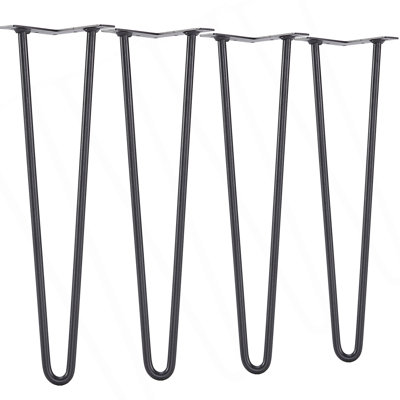 Pieds de meubles 19 po en épingle à cheveux, projets de bricolage en métal pour table de chevet, table basse, bureau, capacité de charge de 500 lb avec protecteurs de sol en caoutchouc, pieds de table robustes en métal robustes et modernes, 4 pièces noir