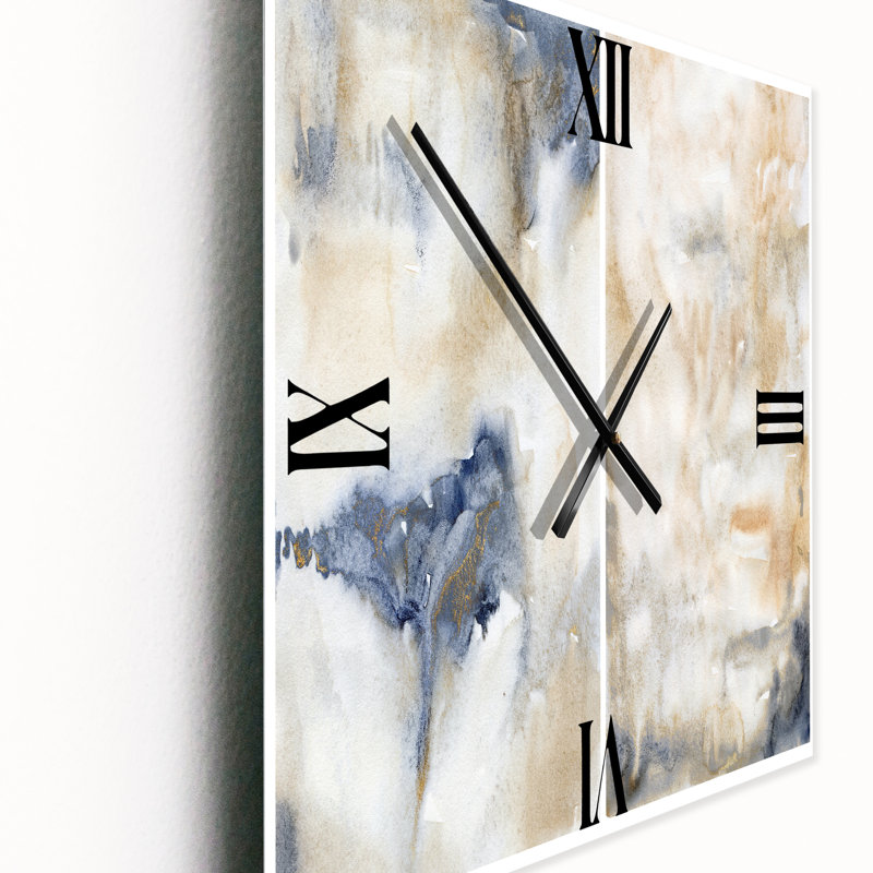 Horloge murale moderne abstraite rose doré, beige et pastel foncé, Moyen