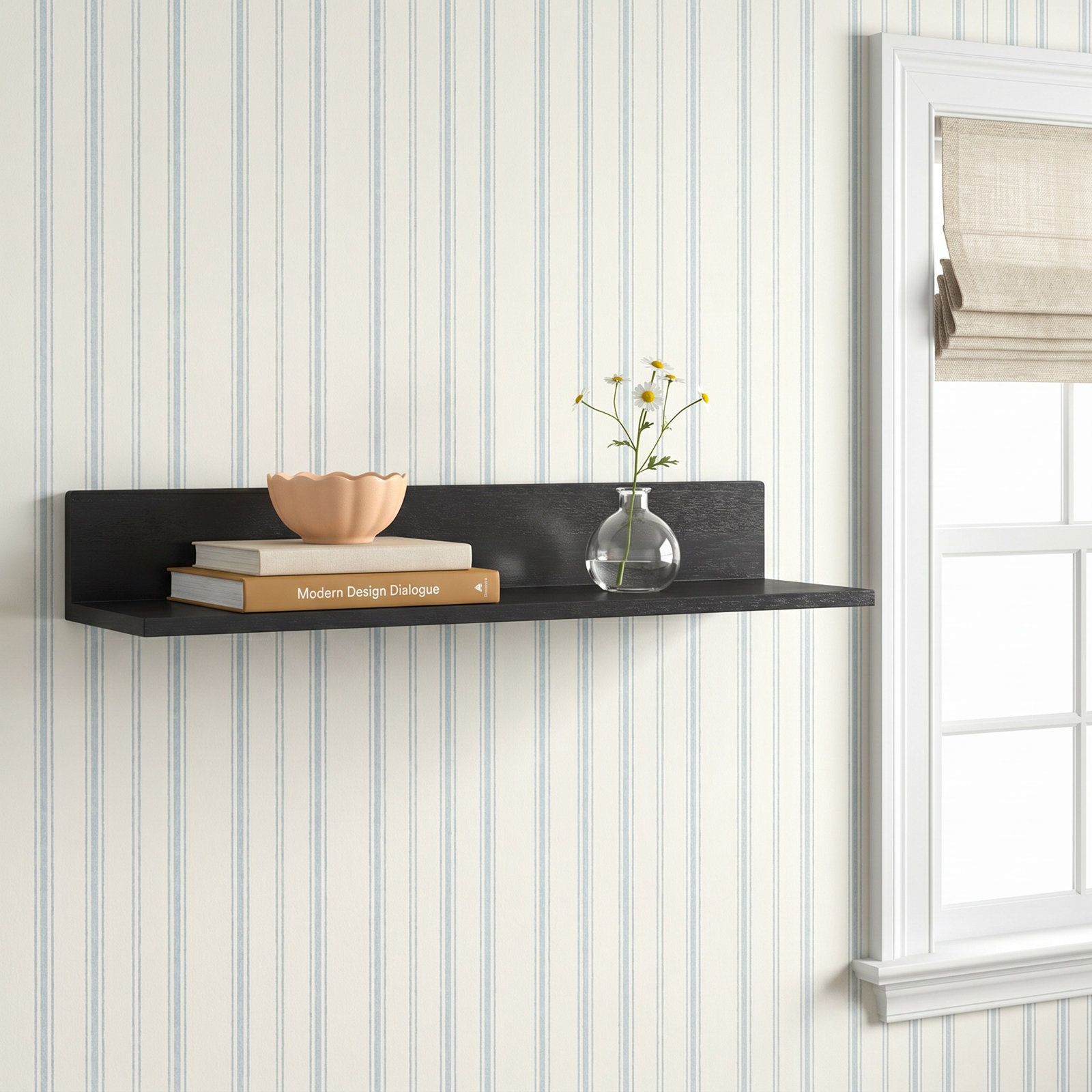 Dezerea Floating Shelf, 3.5'' H X 24'' W X 6.75'' D, Black