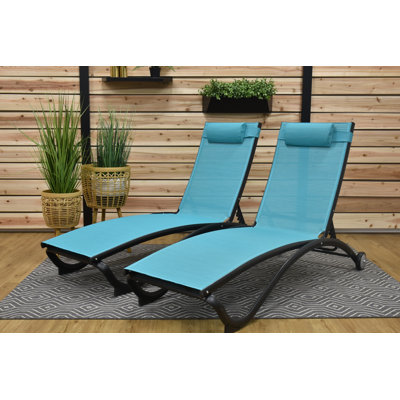Ensemble de chaises longues Vivend Denisia empilables en aluminium Glendale en tissu Phifertex de qualité supérieure