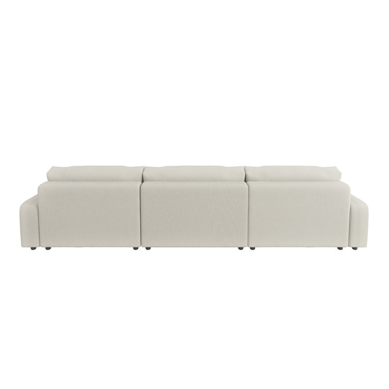 Emma 6 Seater Corduroy Sofa Bed, Beige