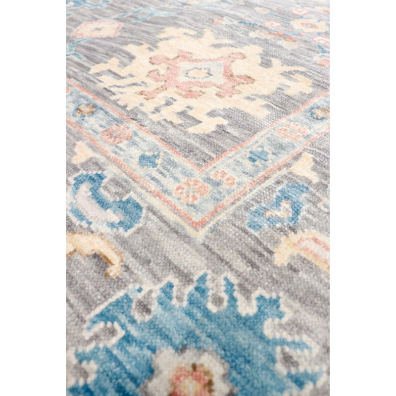 Canvello Oushak Hand-Knotted Wool Grey Area Rug- 9'1" X 12'3"