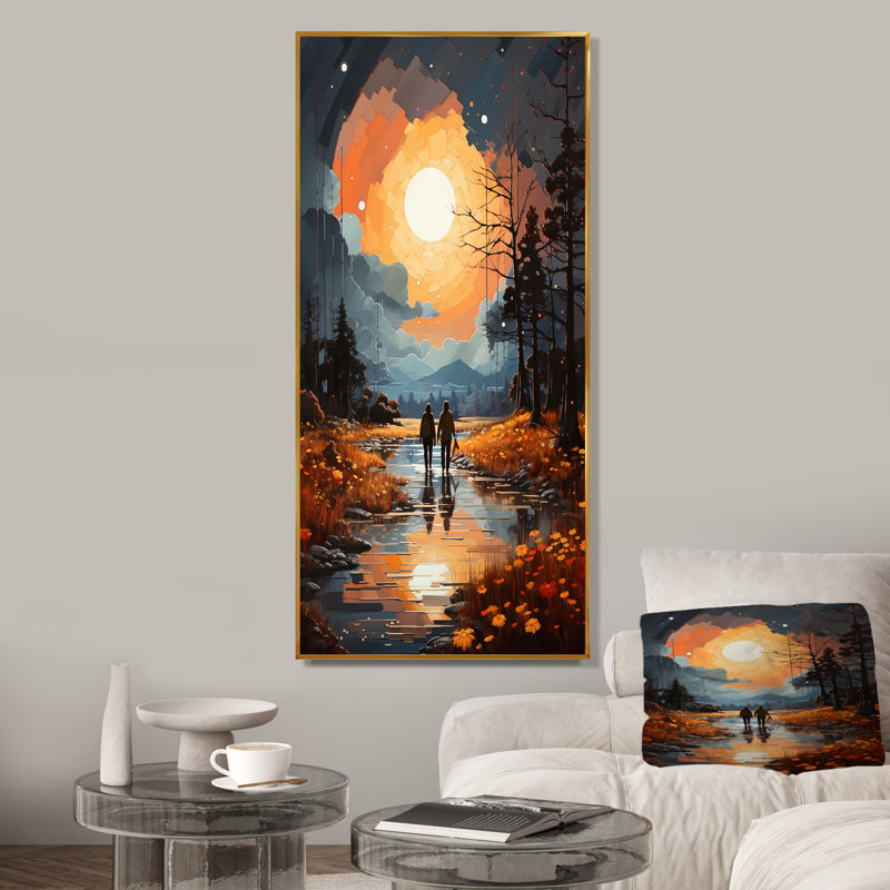 "Jaune abstrait, espace chromatique II", Cadre flottant doré, H 60 po x l 28 po x P 1,5 po