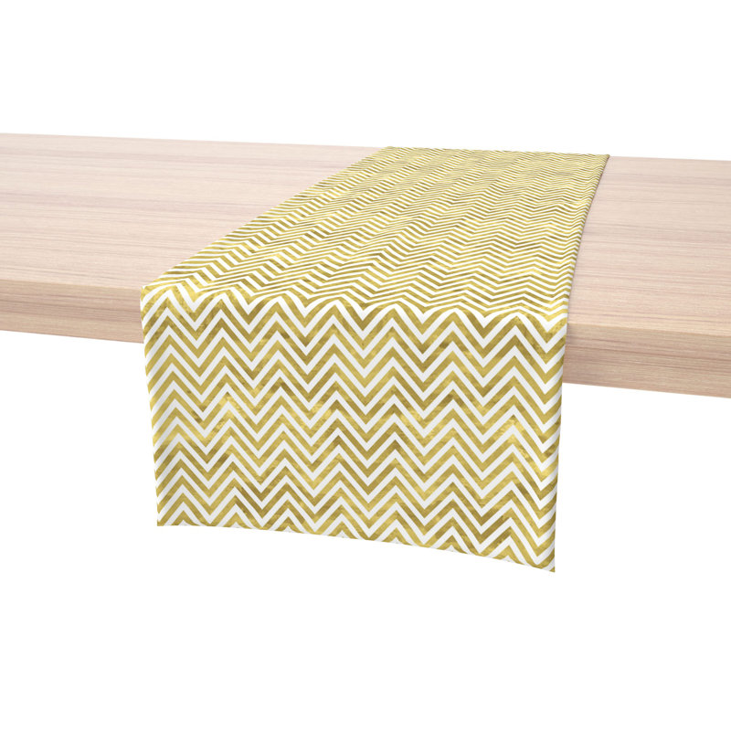 Rectangular Chevron Cotton Twill Table Runner, 72" L x 16" W