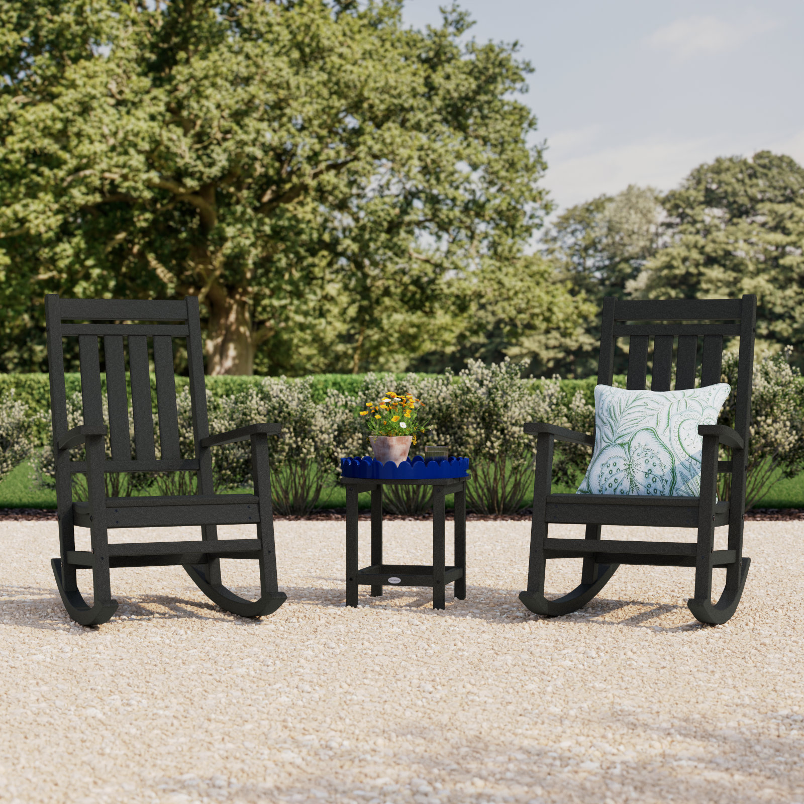 POLYWOOD® Rocker 2-Person Patio Seating Group, Black