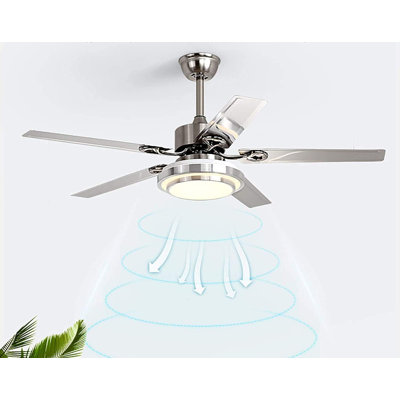 52 Inch Ceiling Fans With Lights, Led Fan Light With Remote Control
