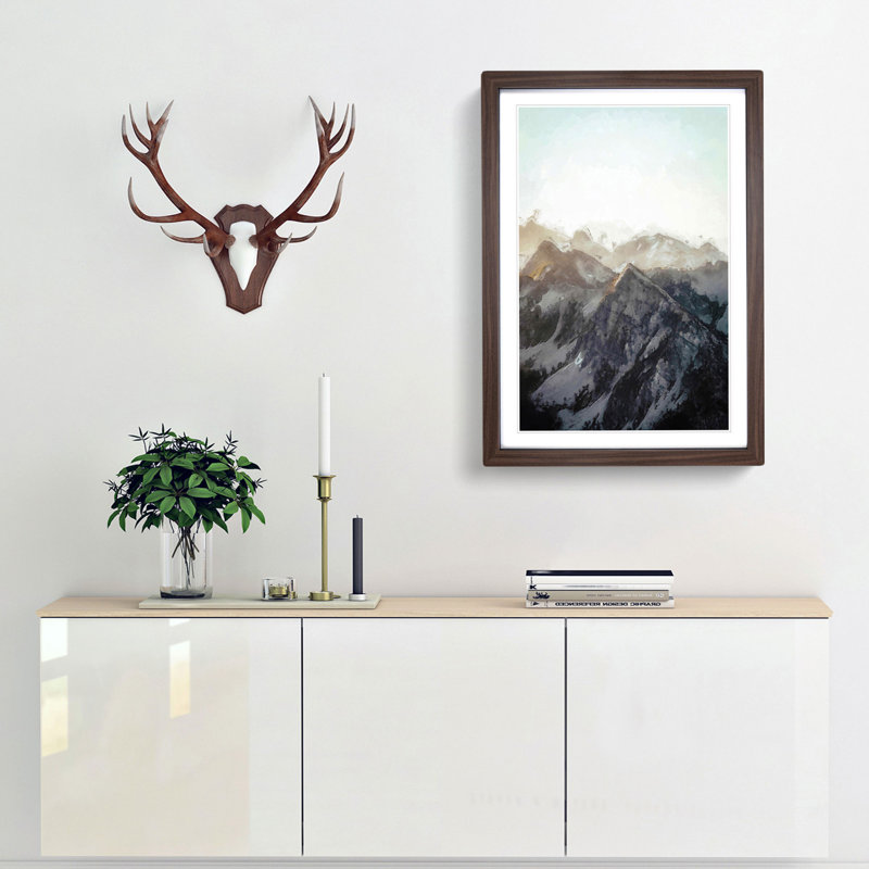 Mountain Range in Abstract - Picture Frame Graphic Art Print, 48cm H x 36cm W x 2cm D, Walnut Framed