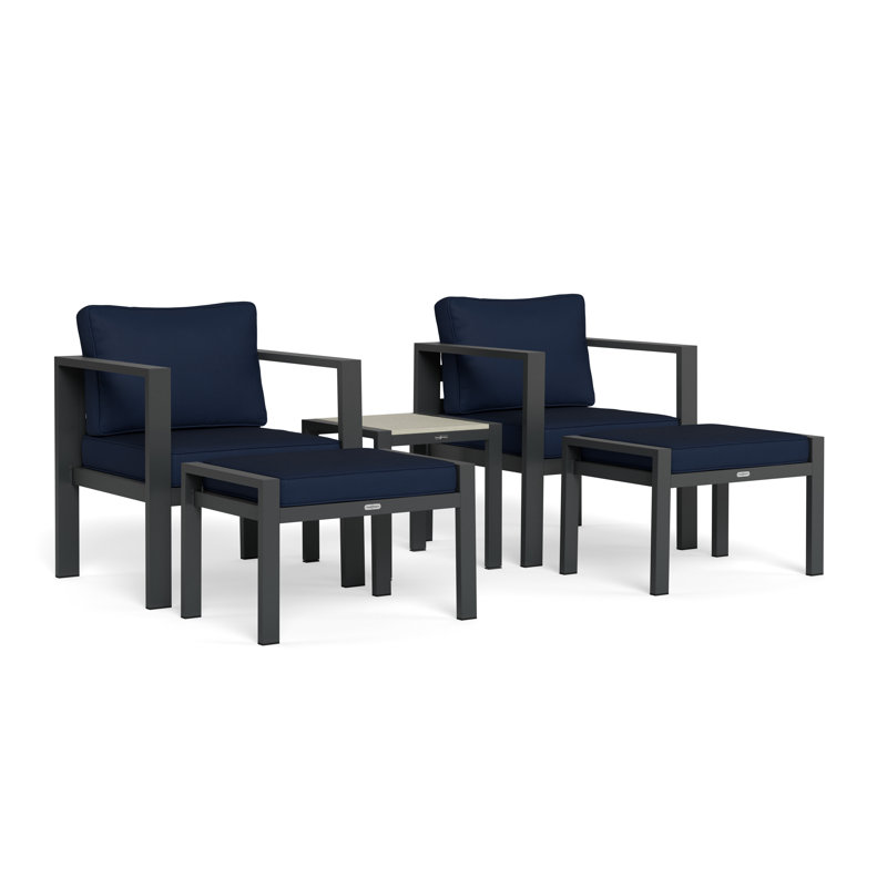 Lakeview Modern 5-Piece Aluminum Bistro Set, Navy