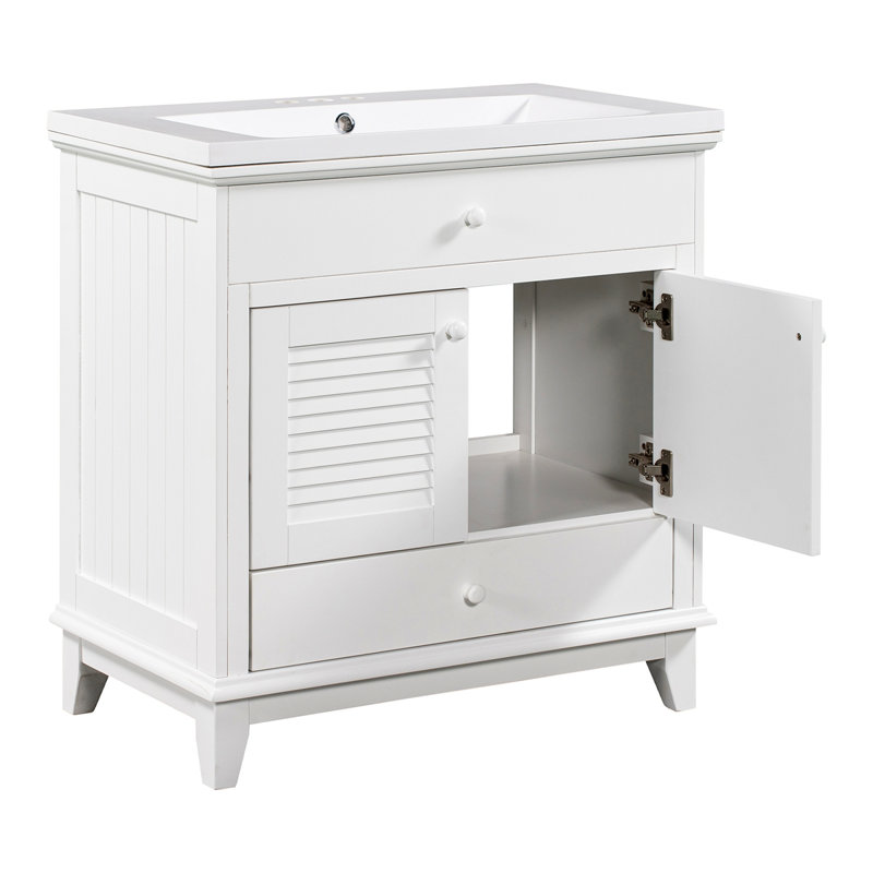 Meuble-lavabo 30 po avec lavabo, armoire de salle de bain avec deux portes et un tiroir