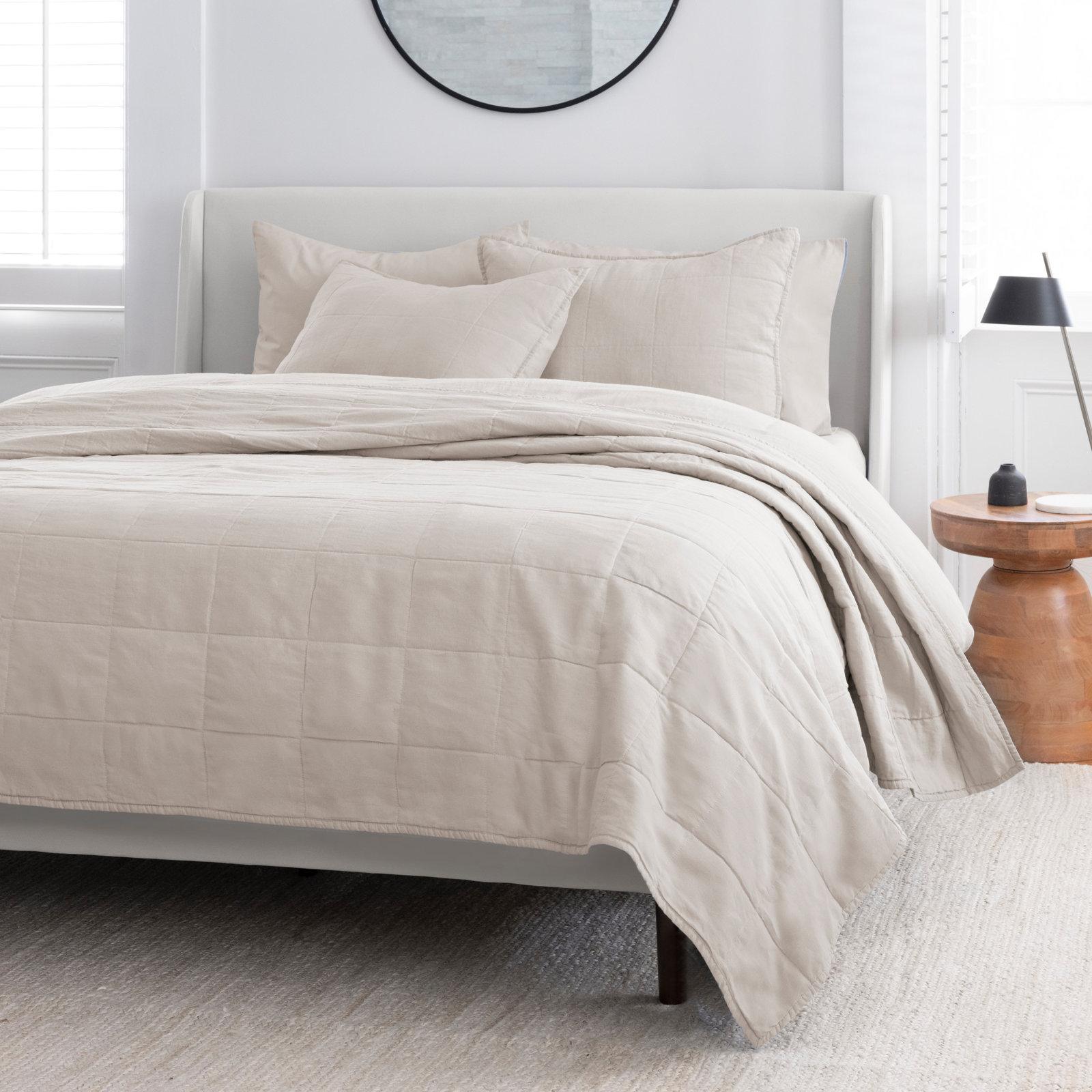 Kamau Percale Quilt, Full/Queen, Fawn