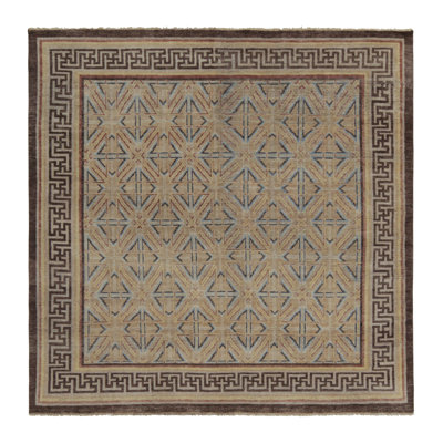 Rug & Kilim’S 18Th Century Chinese Rug In Beige-Brown And Blue Patterns