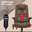 Chaise de bureau de massage à haut dossier avec 6 points de vibration, fauteuil chauffant inclinable en cuir avec accoudoirs et télécommande-2075738369