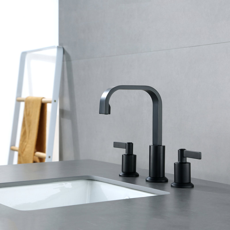 Derengge Widespread Bathroom Faucet, Matte Black