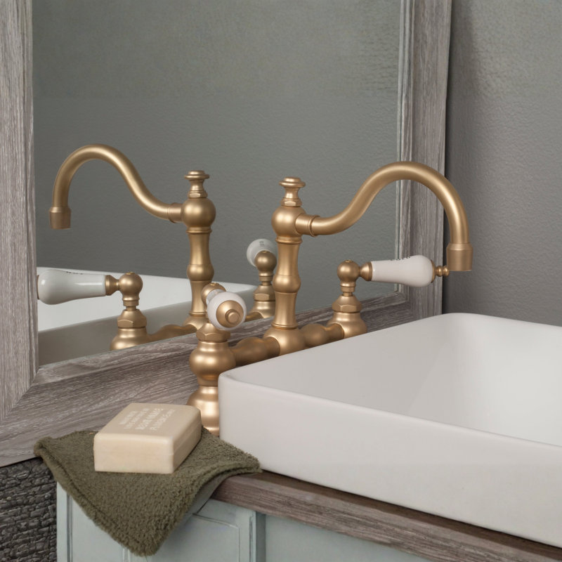 Poignée en croix pour lavabo Rio Grande Bridge, Unlacquered Polished Brass