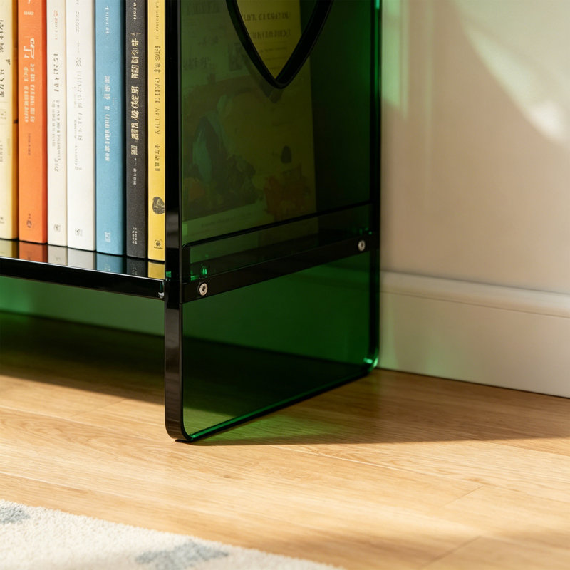 Bibliothèque en forme de cœur vert en acrylique, (4 tablettes) H 53,15 po x l 23,62 po x P 9,84 po