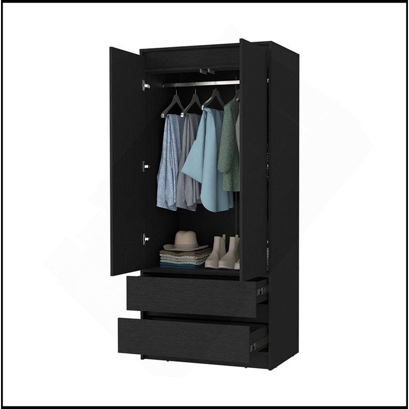 Armoire 2 tiroirs Avra, 2 portes, tringle
