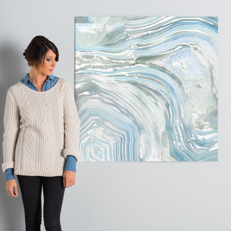 Agate in Blue II, impression sur toile tendue, H 12 po x l 12 po x P 1,5 po, Toile tendue, Pas de tapis