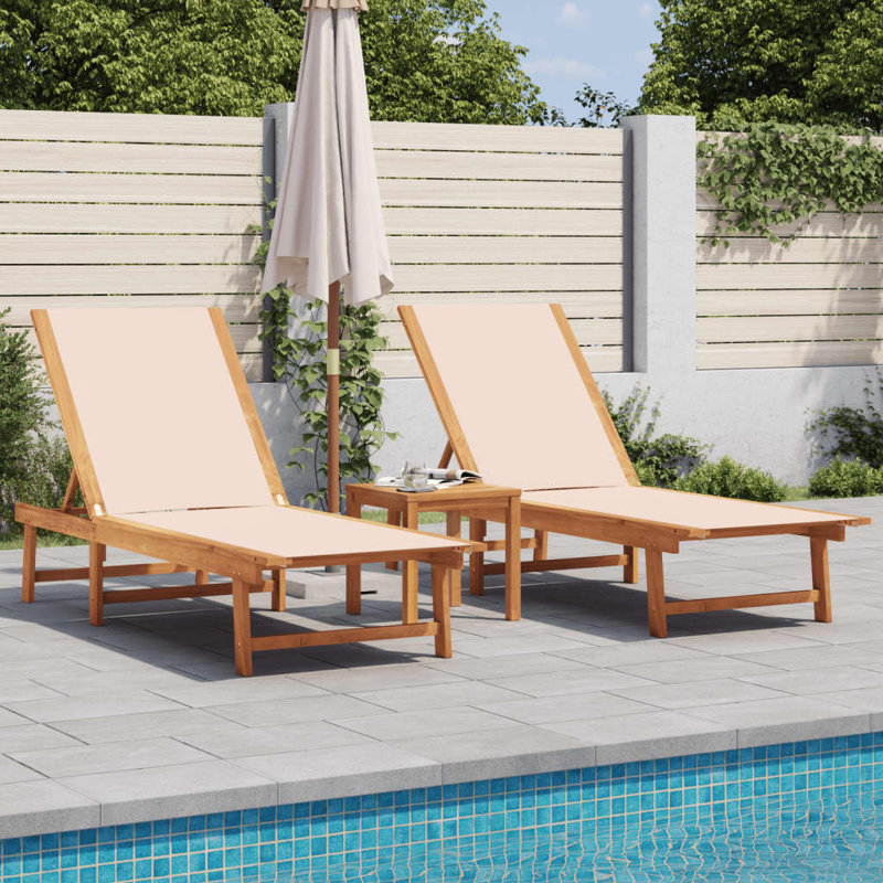 Jennie 200cm Long Acacia Single Chaise, Cream