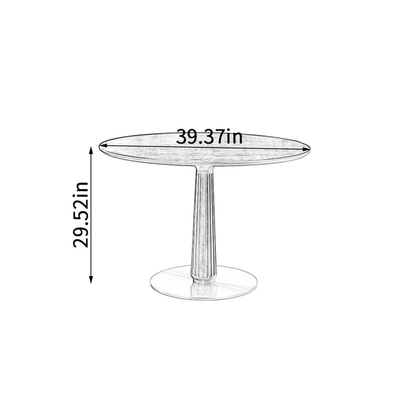 Modern Minimalist Ash Wood Round Table, 29.52"H x 39.37"L x 39.37"W