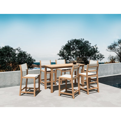 Marais 7-Piece Rectangular Teak Outdoor Counter Height Dining Set