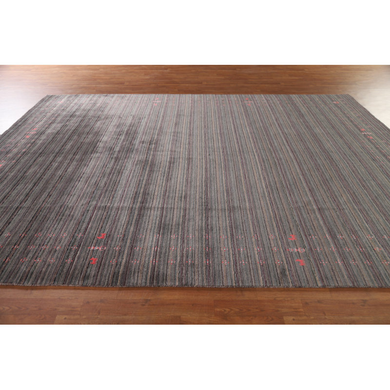 Tapis indien rayé Gabbeh 9 x 12