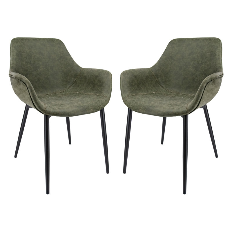 Haglund Leather Dining Chair with Powder-Coated Iron Legs Accent Side Chair Foam Padded Seat Versatile Kitchen Chair for Modern Home and Kitchen