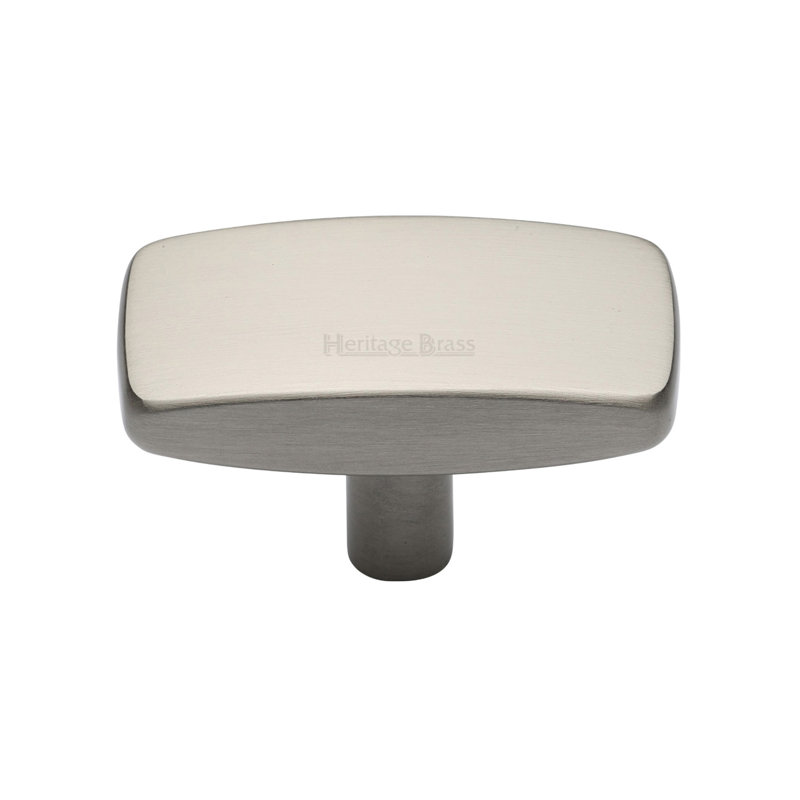 Heritage Brass Cabinet Knob Rectangular Design, 41mm L x 22mm W x 28mm H, Satin Nickel