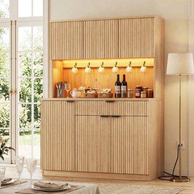 Cabinet multifonctionnel avec rangement, lumières DEL et prises de courant