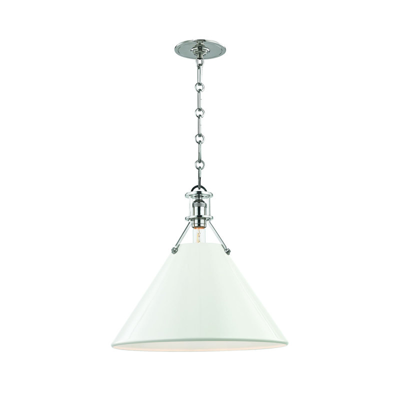 Painted No.2 Pendant by Mark D. Sikes, Off-White, 14.5" H x 16" W x 16" D, Polished Nickel