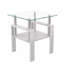 Table basse carrée en verre, ensemble de 2 tables de salon, ensemble de 2 tables de thé moderne trempé avec plateau en MDF et table de bout transparente / blanche-529655432-529655433