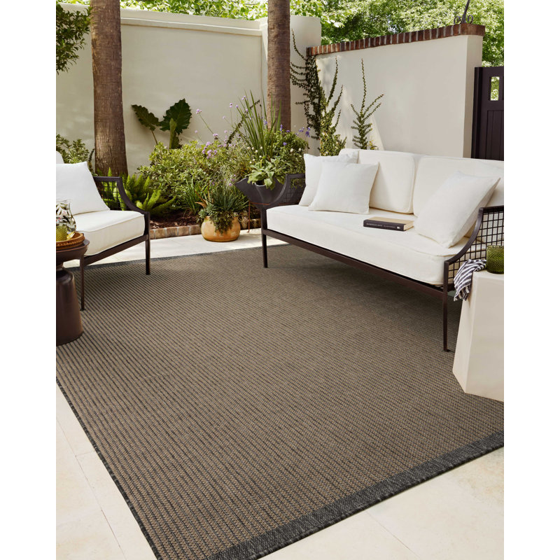 Chris Loves Julia x Loloi Providence Wheat / Charcoal Indoor/Outdoor Area Rug, Rectangle 5' x 7'7"
