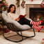 Chaise berçante en rotin avec revêtement intérieur / extérieur Keylli-694469819