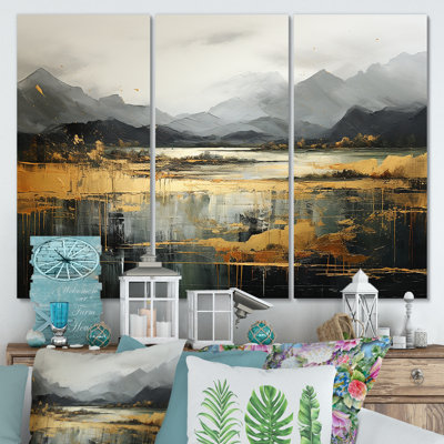 Grey And Yellow Abstract Mountain Landscape IV - Abstract Landscape Wall Art