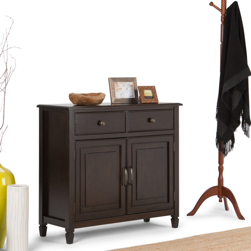 Connaught 40"W Solid Wood 2-Shelf Entryway Storage Cabinet with 2 Storage Drawers, Dark Chestnut Brown