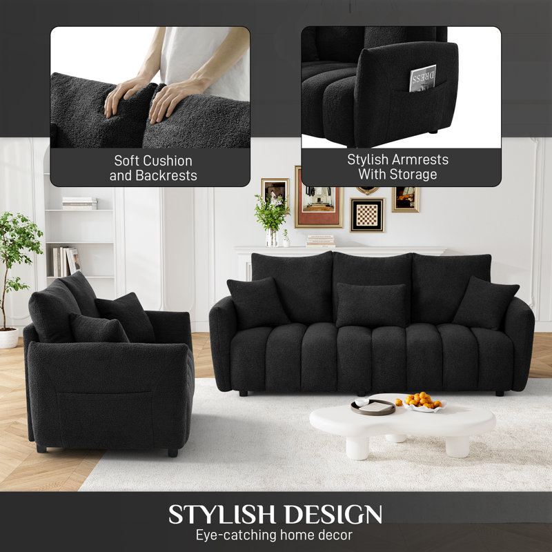 2 - Piece Classic Teddy Tufted Upholstered Living Room Set With Pocket