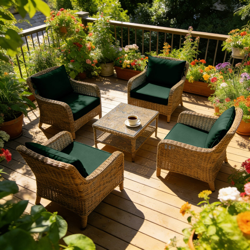 Fade Resistant Outdoor Chair Cushions Set Of 4, 19X19 Deep Seat Patio Cushions, 28D High Resilience Foam Replacement Patio Chair Cushions Set Of 4 With Removable Cover For Sofa, Adirondack Chair, Sectional,Dark Green