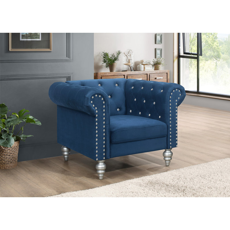 Fauteuil club Jacameron, Velours bleu