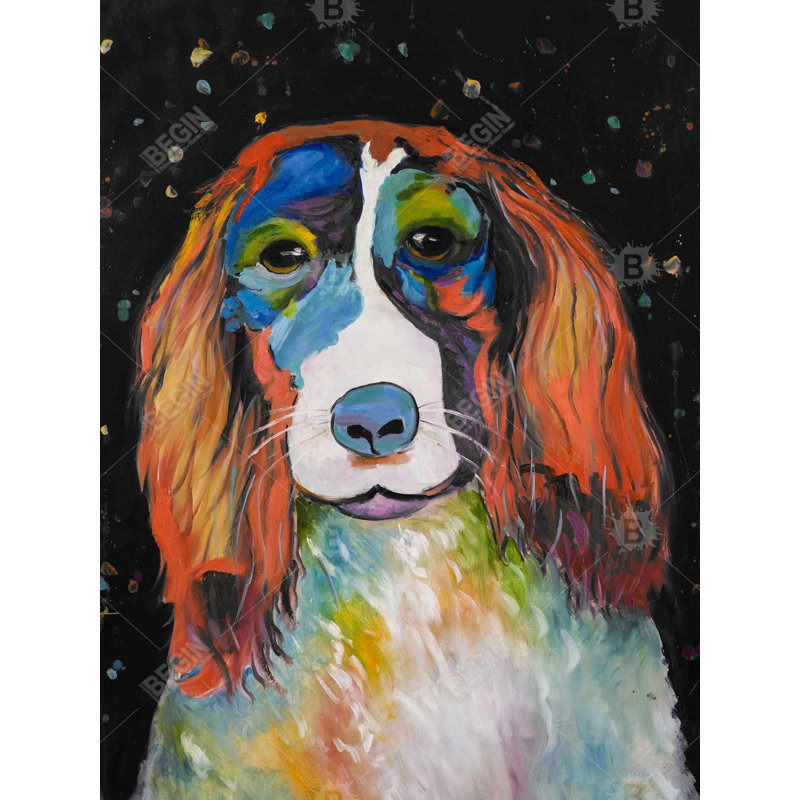 Chien coloré - Illustration sur toile pour la décoration intérieure