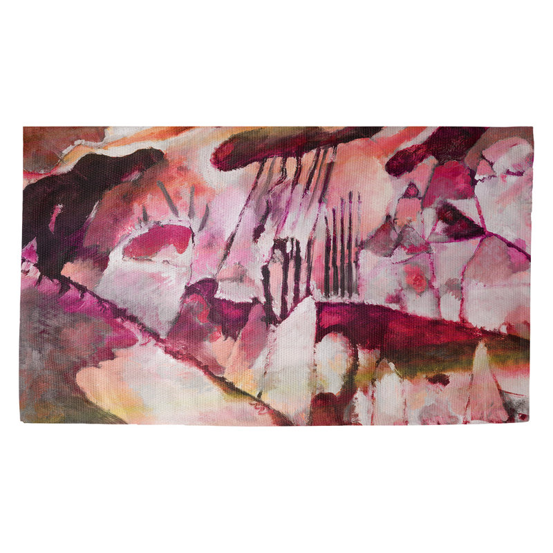 Tapis rouge Paysage sous la pluie Rouge Lepley, Rectangulaire 3 pi 3 po x 5 pi 3 po