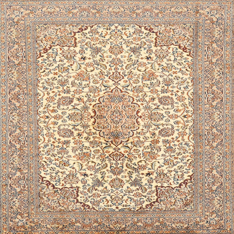 Tapis décoratif beige oriental Dunnigan, Rond 7 pi