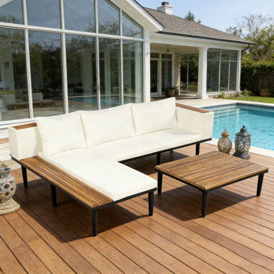 Patio Furniture Set with Removable Cushions and Coffee Table