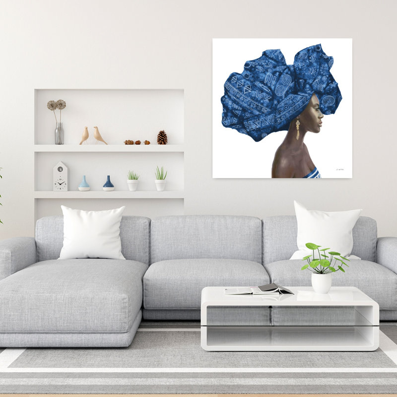 Art contemporain contemporain bleu pur avec accessoires, H 36 po x l 36 po