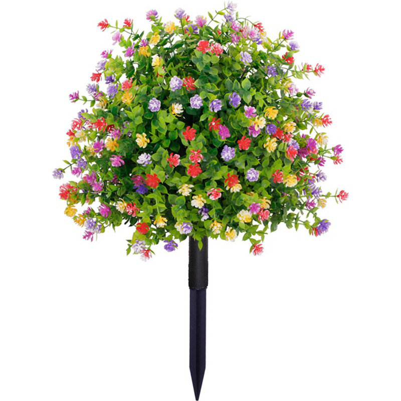 Buisson de fleurs artificielles avec des fleurs colorées de feuilles d'eucalyptus pour des arbustes de jardin, Multi-couleur